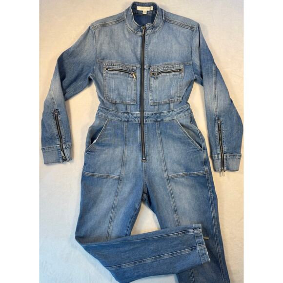 Jonathan Simkhai Denim Zipper Utility Jumpsuit Jean BodySuit Onesie 6 Small - Picture 1 of 16
